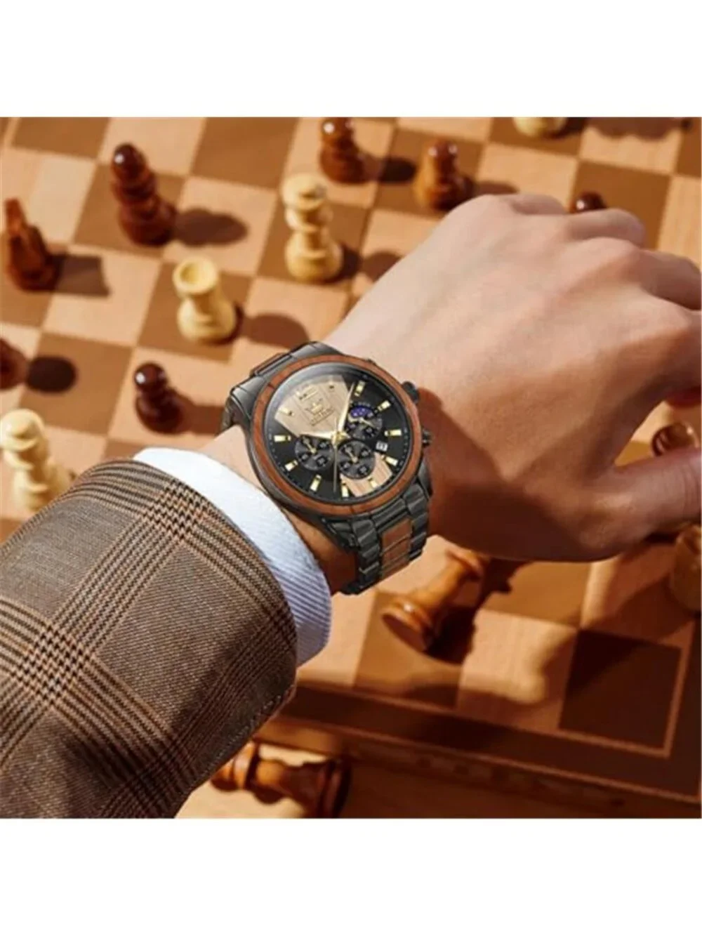 Men Analog Quartz Waterproof Watches Multifunction Chronograph Diamond